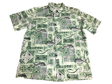 Load image into Gallery viewer, Howie Shirt Adult Extra Large Green Button Up AOP Ocean Fish Hawaiian Aloha Mens