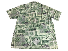 Load image into Gallery viewer, Howie Shirt Adult Extra Large Green Button Up AOP Ocean Fish Hawaiian Aloha Mens