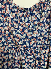 Load image into Gallery viewer, AUW Dress Womens 2X Navy AOP Flower Peasant Boho Lagenlook Maxi Plus Ladies