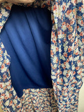 Load image into Gallery viewer, AUW Dress Womens 2X Navy AOP Flower Peasant Boho Lagenlook Maxi Plus Ladies