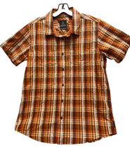Load image into Gallery viewer, Prana Shirt Adult Extra Large Orange Plaid Organic Embroidered Button Down Mens