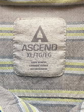 Load image into Gallery viewer, Ascend Shirt Adult Extra Large Gray Striped Embroidered Outdoor Button Up Mens