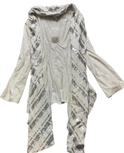 Load image into Gallery viewer, Alberto Makali Cardigan Womens Large Waterfall White Silver Sequins Sweater NWT