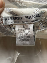Load image into Gallery viewer, Alberto Makali Cardigan Womens Large Waterfall White Silver Sequins Sweater NWT
