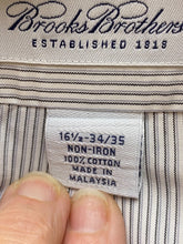Load image into Gallery viewer, Brooks Brothers Shirt Adult 16.5-34 Gray Black Striped  Button Up Dress Mens