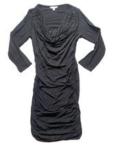 Load image into Gallery viewer, Cabi Dress Womens Extra Small Black Ruched Cowl Neck Pencil Sheath Rayon Spandex