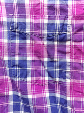 Load image into Gallery viewer, J Crew Shirt Adult Large Purple Black Tartan Plaid Button Up Casual Mens