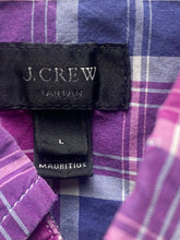 Load image into Gallery viewer, J Crew Shirt Adult Large Purple Black Tartan Plaid Button Up Casual Mens