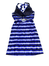 Load image into Gallery viewer, Athleta Dress Womens 34BC Small Blue White Tara Halter Boho Hippie Spandex Nylon