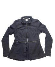 Load image into Gallery viewer, Cabi Jacket Womens Medium Black Convertible Long Cropped Peplum Rayon Stretch
