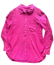 Load image into Gallery viewer, GAP Shirt Womens Large Hot Pink Button Up Linen Rayon Viscose Casual Blouse