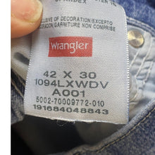 Load image into Gallery viewer, Wrangler Carpenter Jeans Adult 42x30 Relaxed Utility Baggy Work Denim Blue Mens