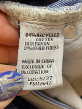 Load image into Gallery viewer, Blue Savvy Jeans Womens 5/27 (29x25) Denim AOP Butterfly Print Whimsical Rayon