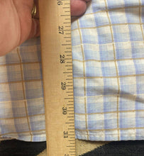 Load image into Gallery viewer, Sean John Shirt Adult 2XL XXL Blue Taupe Plaid Button Up Embroidered Casual Mens