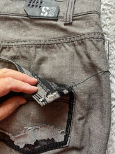 Load image into Gallery viewer, Sacred Crown Jeans Adult 42x29.5 Gray S2 Black Premium Baggy Hip Hop Denim Mens