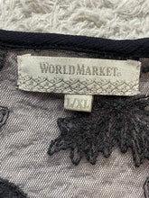 Load image into Gallery viewer, World Market Shirt Womens Large/XL Black Sheer Trim Lagenlook Flowy Boho Blouse