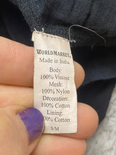 Load image into Gallery viewer, World Market Shirt Womens Large/XL Black Sheer Trim Lagenlook Flowy Boho Blouse