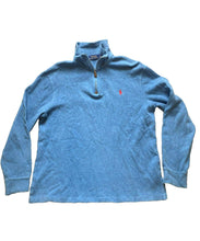 Load image into Gallery viewer, POLO Ralph Lauren Sweater Adult Medium Slate Blue 1/4 Zip Mock Neck Red Pony Men
