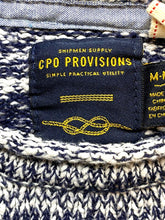 Load image into Gallery viewer, CPO Provisions Sweater Adult Medium Navy Ivory Knitted Pocket Outerwear Mens