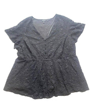 Load image into Gallery viewer, Torrid Shirt Womens 3 3X Black Lace Peplum Boho Lined Babydoll Blouse Plus Lady