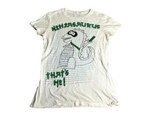 Load image into Gallery viewer, Ninjasaurus Shirt Womens Small White Ninja Dinosaur Classic Kidcore Ladies