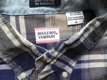 Load image into Gallery viewer, Bugle Boy Shirt Adult Medium Button Up Long Sleeve Plaid No Wrinkle Casual Mens