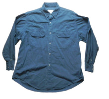 Load image into Gallery viewer, Calvin Klein Shirt Adult Large Button Up Long Sleeve Blue Jeans Chamois Mens