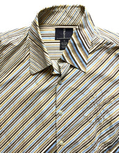 Load image into Gallery viewer, Carbon Shirt Adult Medium Wild Abstract Striped Button Up Embroidered Flower Men