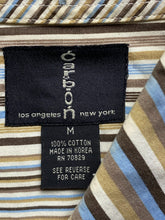 Load image into Gallery viewer, Carbon Shirt Adult Medium Wild Abstract Striped Button Up Embroidered Flower Men