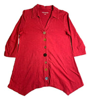 Load image into Gallery viewer, Soft Surroundings Shirt Womens Extra Small Red Danielle Oversized Lagenlook Boho