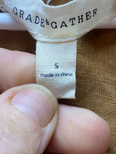 Load image into Gallery viewer, Anthropologie Grade & Gather Shirt Women Small Tan Tie Boho Peasant Linen Blouse