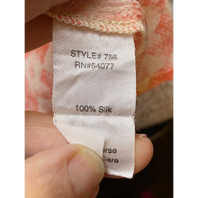 Load image into Gallery viewer, Cabi Blouse Womens Large Button Down Silk Tunic High Low Hem Geometric Sheer