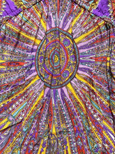 Load image into Gallery viewer, Angie Dress Womens Large Purple Rainbow Empire Waist AOP Paisley Boho Dashiki