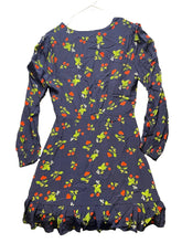 Load image into Gallery viewer, ASTR The Label Dress Women Medium Navy AOP Cherry Viscose Fit Flare Boho Peasant