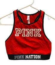 Load image into Gallery viewer, Pink Shirt Womens Small Black Red Victorias Secret Racerback Spell Out Ladies