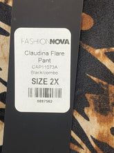 Load image into Gallery viewer, Fashion Nova Pants Women 2X (36x33) Claudina Flare Animal Print Plus Spandex NWT