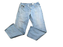 Load image into Gallery viewer, WXY Jeans Adult 34x30 Medium Wash Whiskered Straight Leg Denim 5 Pockets Mens