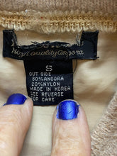 Load image into Gallery viewer, Angora Sweater Womens Small Beige Button Up Cardigan Embroidery Pearl Beaded