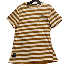 Load image into Gallery viewer, Armani Exchange Shirt Womens Extra Large Gold White Striped Academia Casual