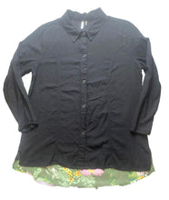 Load image into Gallery viewer, Kaktus Shirt Womens Extra Large Black Floral Button Up Casual Blouse Tunic Rayon