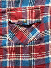 Load image into Gallery viewer, KUT From The Kloth Shirt Womens Medium Blue Red Flannel Plaid Snaps Stretch Lady