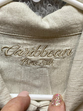 Load image into Gallery viewer, Caribbean Shirt Adult 3XL Ecru Button Up Embroidered Pure Silk Hawaiian Mens