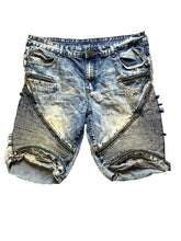 Load image into Gallery viewer, D-Lux Denim Shorts Adult 38 Zip Pockets Thrashed Acid Wash Bermuda Jeans Mens