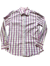 Load image into Gallery viewer, Bugatchi Shirt Adult Extra Large Button Long Sleeve Plaid Shaped Flip Cuffs Mens