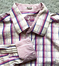 Load image into Gallery viewer, Bugatchi Shirt Adult Extra Large Button Long Sleeve Plaid Shaped Flip Cuffs Mens