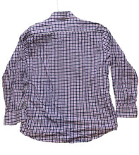 Load image into Gallery viewer, Allan Flusser Shirt Adult Large Purple Button Up Grid Checkered Embroidery Mens