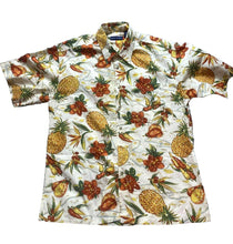 Load image into Gallery viewer, Grant Thomas Shirt Adult Medium Beige AOP Pineapple Flower Hawaiian Aloha Mens