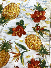 Load image into Gallery viewer, Grant Thomas Shirt Adult Medium Beige AOP Pineapple Flower Hawaiian Aloha Mens