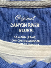 Load image into Gallery viewer, Canyon River Blues Shirt Adult 2XL Blue Original Skull Grunge Casual Polo Mens