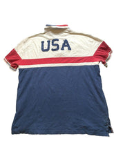 Load image into Gallery viewer, Tommy Hilfiger Shirt Adult 2XL XXL Navy Red White USA Patches Golf Polo Mens